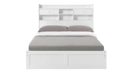 Lit adulte avec rangements 140x190 cm ANISSA coloris blanc