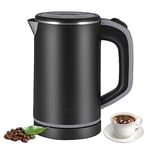 Travel Kettle Small, 800ml Stainless Steel Electric Kettles, Compact Travel Electric Kettle, Portable Mini Camping Kettle Cordless, Fast Boiling, Low Wattage Kettle for Travel, Home, Office (Black)