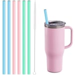 6Pcs Replacement Stanley Cup Straws with Straw Cleaning Brush for Stanley 40oz Adventure Tumbler Reusable Extra Long Silicone Straws Drinking for Stanley Cup Adventure Water Bottle