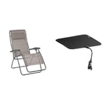 Lafuma Mobilier Fauteuil Relax, Pliable et réglable, Système Lacets, RSXA, Texplast, Couleur: Châtaigne, LFM2045-9147 & Lafuma Ombrelle pour Fauteuil Relax et transat, Couleur: Noir, LFM2860-0247