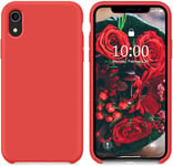 Coque Iphone Xr, Antichoc Coque Silicone Liquide Gel Anti-Rayures Ultra Mince Premium Avec Doux Microfibre Coussin Doublure, Protection Housse Étui Pour Iphone Xr,Rouge