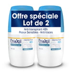 ETIAXIL - Déodorant Anti-transpirant Traitement Transpiration Modérée Aisselles Protection 48h Roll on Fabriqué en France Lot de 2 Rouleau 100 ml