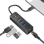 Adaptateur Usb C Vers Ethernet,Idsonix 4 Ports Hub Usb 3.0 Avec 5Gbps Transmission Rj45 Gigabit Ethernet Adaptateur Avec Macbook Pro Air M2 M1 Windows,Mac Os,Surface Pro,Linux,Etc.