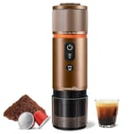 CONQUECO Machine à Café Portable Espresso: Voyage Cafetière Rechargeable 12V - Compatible avec les Capsules Nesspreso et Lavazza（marrón）