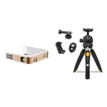 KODAK Luma 350 Portable Smart Projector, Powerful Ultra HD Rechargeable Video & PhotoGear Mini Adjustable Tripod with Remote, 360° Ball Head, Compact 9” Tabletop Tripod,11” Selfie Stick