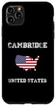 Coque pour iPhone 11 Pro Max Conception de carte vintage du drapeau américain de Cambridge, États-Unis