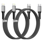 Câble USB C vers Lightning 2M 2Pack[Certifié MFi],Câble iPhone USB C Câble Chargeur iPhone Charge Rapide Nylon Cable Lightning USB C Cordon iPhone Fil Chargeur pour iPhone 14 Pro Max 13 12 11.[W247]