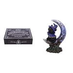 Nemesis Now Black and White Spirit Board and Planchette Jewellery Storage Box with Mirror, MDF, One Size & Sooky Witches Familiar Black Cat and Crescent Moon Figurine, 11.5cm