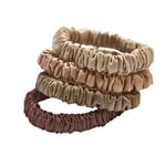 Lenoites Mulberry Silk Skinny Scrunchies Beige Light-brow Scrunchies i silke 4 st