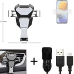 Car holder air vent mount for Samsung Galaxy M23 + CHARGER Smartphone