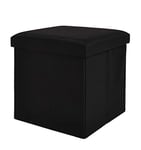 Zuvo Storage Ottoman Fold able Stool Chair and Box in Fabric. Can Hold upto 300kgs, Perfect for Childrens Room, Bedroom, hallway shoe bench, coffee table, storage chest or toy box (Black, 38*38*38 Cm)