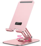 Tablette Support, Support De Bureau Pivotant R?glable Avec Base Rotative ? 360 Degr?s, Berceau Pliable Pour Ipad 10,2/9,7, Ipad Pro 12,9/11, Ipad Air, Ipad Mini, Kindle/Samsung (Or Rose)