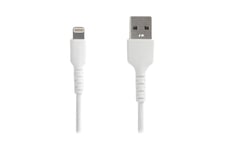 StarTech.com 2m tålig vitt USB-A till Blixtkabel - Tungt, robust aramifiber USB typ A till Blixtladdare/synkron strömsladd - Apple MFi-certifierad iPad/iPhone 12 - Lightning-kabel - Lightning / USB - 2 m