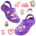 CityComfort Sabot de Jardin Fille, Chaussure Enfant avec Charmes à Clipser (Violet Vif, 30/31 EU)