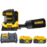 DeWalt DCW200 18V XR  1/4" Sheet Palm Sander With 2 x 5.0Ah Batteries & Charger