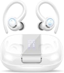 Ecouteurs Bluetooth Sans Fil Sport, 48H Écouteurs Bluetooth 5.3 Avec Cvc8.0 Antibruit, Ip7 Étanche Oreillette Bluetooth Contrôle Tactile, Écran Led Casque Bluetooth Pour Running/Gym Blanc