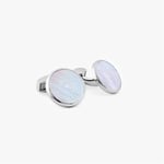 Guilloche Round Cufflink - White Mop