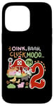 Coque pour iPhone 14 Pro Max Oink Baa Moo I'm 2 Farm Animals 2ème anniversaire 2 ans