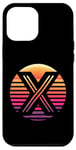 Coque pour iPhone 15 Plus Lettre initiale du nom de l'alphabet X dans un style rétro coucher de soleil