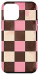 Coque pour iPhone 12 mini Rose Pop Art Carreaux Marron Design Classique