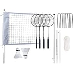 Franklin Sports Ensemble de Filet de Badminton – 4 Raquettes en Aluminium, 2 Oiseaux, Filet réglable et piquets – Ensemble de Badminton de Jardin ou de Plage – Installation Facile – Professionnel