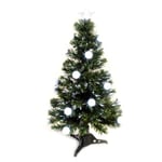 WeRChristmas 3 ft Pre-Lit Fibre Optic Christmas Tree with 20-Ball Decorations, White/ Green