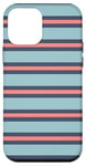 Coque pour iPhone 12 mini Bleu pêche rose rayé Esthétique Girly Preppy Stripes