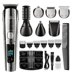 Brightup Beard Trimmer for Men - 19 Piece Beard Grooming Kit with Hair Clippers, Hair Trimmer, Electric Razor - IPX7 Waterproof Mustache, Face, Nose, Ear, Balls, Body Shavers - Mens Gifts