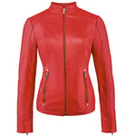 URBAN 5884 Veste en Cuir RT01 Femme, Veste en Peau d'Agneau de Style Motard, Bien Ajustée et Douce au Toucher