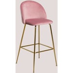 Sklum - Tabouret Haut en Velours Kana Design ↑75 cm Peonia Doré