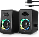 Enceintes PC,10W Haut Parleur PC avec Bluetooth,RGB Gamer Enceintes pour Ordinateur,pour Ordinateur Portable,Ordinateur de Bureau(S205)