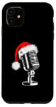 Coque pour iPhone 11 Bonnet de Père Noël avec microphone - Style vintage - Karaoké - Amoureux de Noël