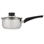 Morphy Richards 970117 Equip 18cm Pouring Saucepan with Glass Lid, Stainless Steel, Stay Cool Handles
