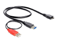 Delock - USB-kabel - USB typ A (hane) till USB (endast ström), Micro-USB typ B (hane) - USB 3.0 - 20 cm