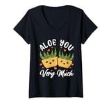 Womens Aloe You Vera Much Cactus Succulent Plant Aloe Vera V-Neck T-Shirt