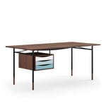 House of Finn Juhl - Nyhavn Desk, 170 cm, with Tray Unit, Walnut Dark Oil, Black Steel, Cold - Skrivebord - Finn Juhl - Tre farget,Svart - Metall/Tre