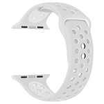 EWENYS Replacement Strap Silicone with Double Pins Clasp, Compatible with Apple Watch Series 9 8 7 45mm 49mm Ultra, SE Series 6 5 4 44mm, Series 3 2 1 42mm. Nike Sport(Slive-white)