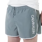 Calvin Klein Badebukser Core Solid Short Runner Swim Shorts Grå polyester Large Herre