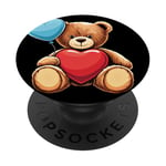 Ours en peluche coeur amour joyeux Saint-Valentin PopSockets PopGrip Adhésif