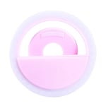 Clip On LED Selfie Ring Light USB Rechargeable 3 modes Camera pour Smart Phones Photography (Blanc) FLASH