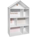 Etagère enfant forme maison 7 cases rose - L.73,5 x l.30 x H.114 cm Pegane