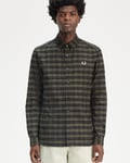 Fred Perry Mens Brushed Oxford Tartan Shirt - Green - Size Medium