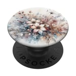 Fleurs d'hiver Fleur florale bleu pastel doux PopSockets PopGrip Interchangeable