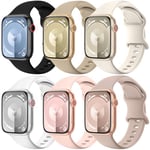 Higgs 6 Pack Bracelets Compatible avec Bracelet Apple Watch 40mm 41mm 38mm pour Femme et Homme, Bracelet Soft Silicone Sports pour iWatch Series (42mm 10) 9 8 7 SE(se 2) 6 5 4 3 2 1