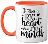 Stuff4 Thank You Teacher Mug, Big Hearts Shape Little Minds, Gift for Best Friend, Mum or Dad 11oz Orange Ceramic Mugs Dishwasher Safe, Leaving Gifts for Men Women - Expertly Made in The UK