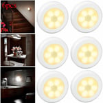 Lot de 6 lampes LED avec détecteur de mouvement d'intérieur, alimentées par batterie rechargeable, lumières de placard, lumières de marche avec adhésif 3M, lumières à coller pour sous-armoire, comptoir, couloir, escaliers (blanc pur)