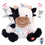 Hopearl Talking Vache répète ce Que Vous Dites Shaking Head Jouet électrique interactif animaté en Peluche Parlant Buddy Festival d'anniversaire pour Tout-Petits, 17,8 cm (Vache)