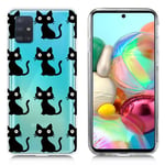 Deco Samsung Galaxy A71 skal - Svart Katt