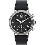 Mens Wristwatch TIMEX WATERBURY TW2W20600 Chrono Genuine Leather Black