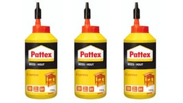 Pattex | Colle Bois Express (biberon de 750 g) – Colle à bois transparente à séchage rapide – Colle vinylique pour montage, assemblage, placage ou contrecollage (Lot de 3)